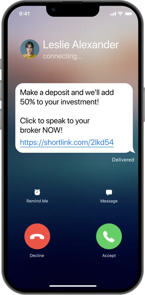 iPhone interface for Call Center Connect feature