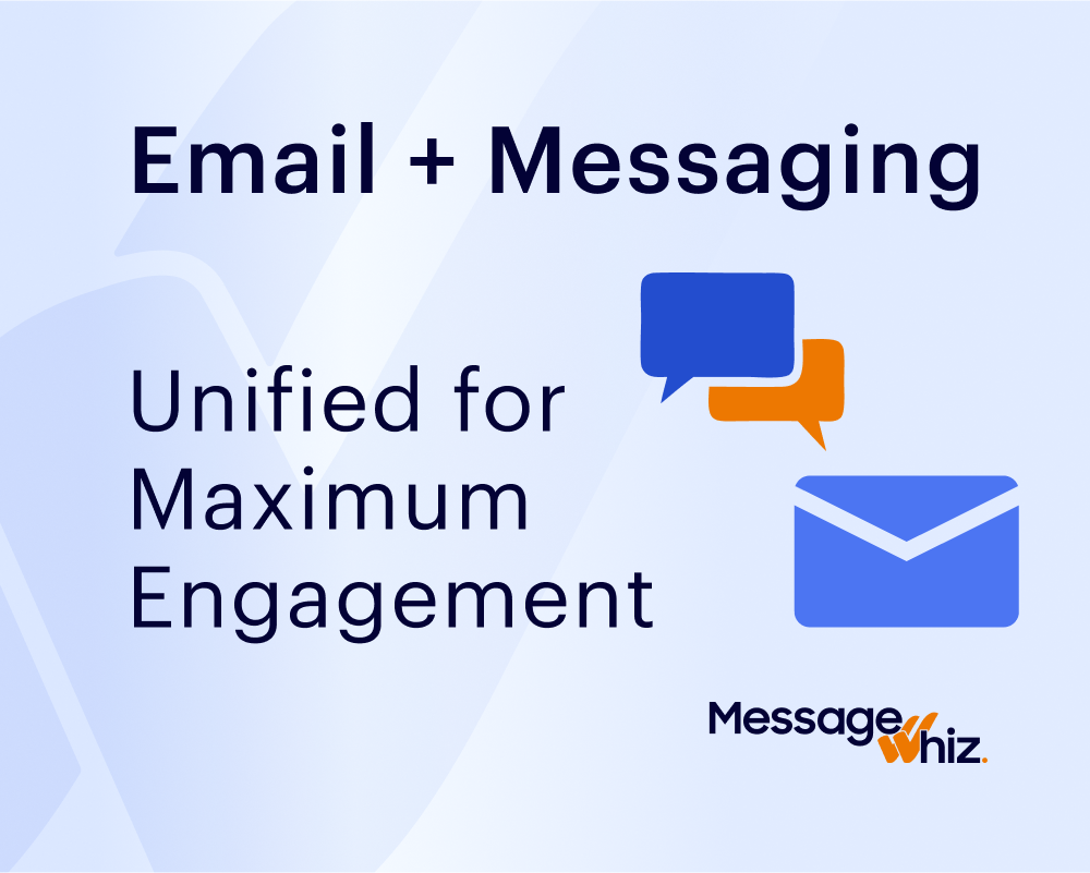Introducing MessageWhiz Email: The Next Step in Smarter Customer Engagement | Message Whiz Illustration of email and messaging icons representing integrated CPaaS channels